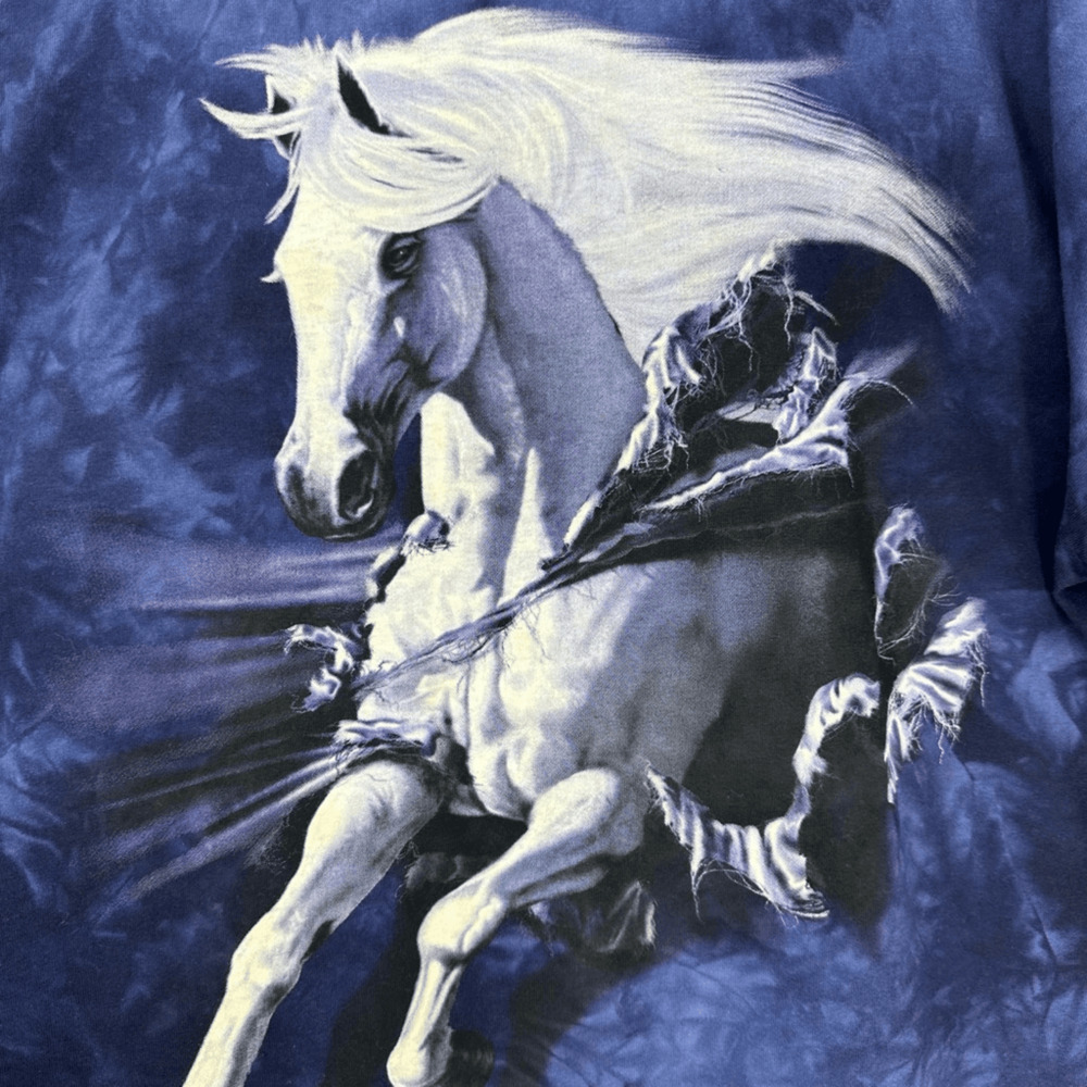 Vintage Y2K Mountain White Horse Pentound T-Shirt 2X Graphic Print - Picture 2 of 9